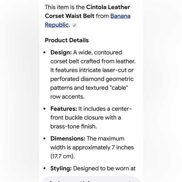 Banana Republic Brown Leather Corset  Belt with Gold Buckle - Picture 6 of 14